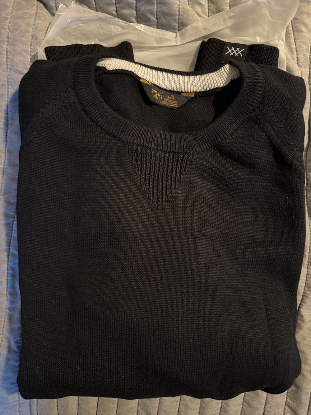 RHONE Black Crewneck Sweater